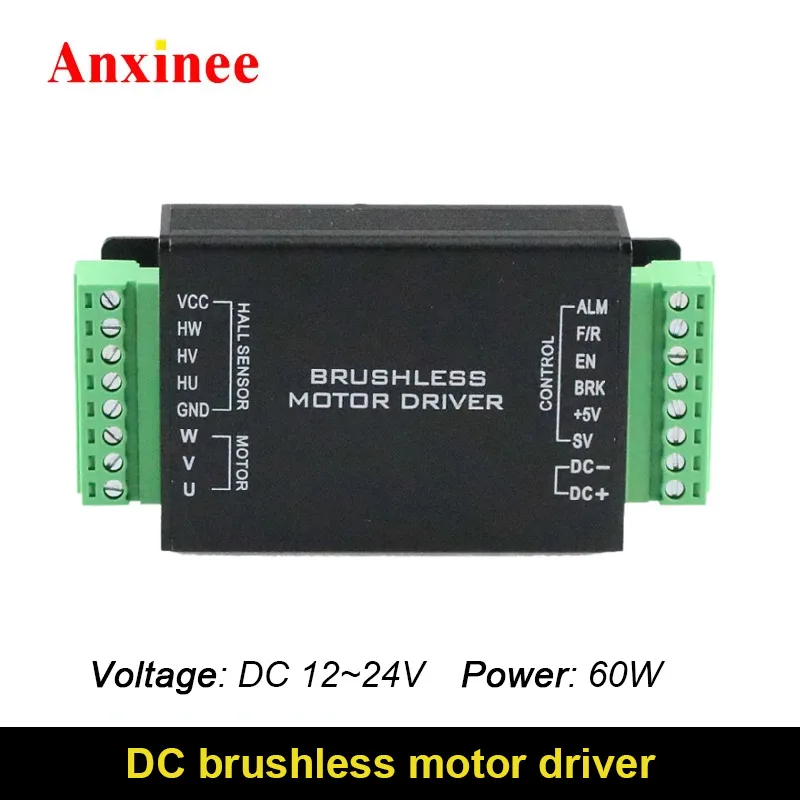 Mini Brushless Motor Controller 3PH 12V 24V BLDC Driver With Hall Adjustable Speed PWM for 10W-60W Brushless Motor