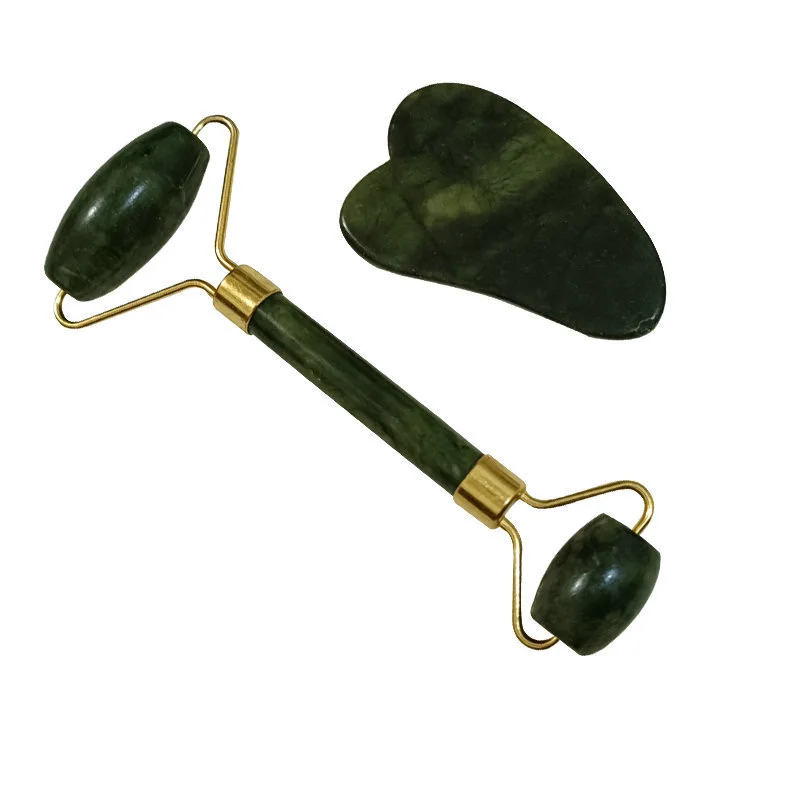 

Natural Stone Gua Sha Jade Roller Set for Face And Body Massage SPA Tool Kit Visage Massage Roller Rouleau De Massage
