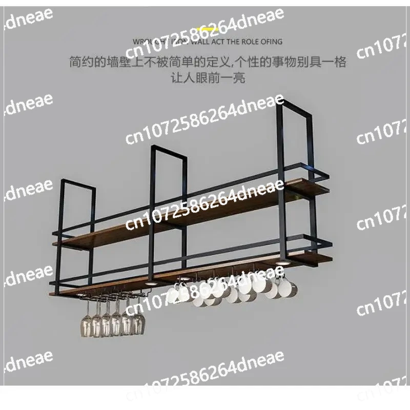 Simple decorative hanger wrought iron ceiling hanging shelf hanging laminate frame flower rack bar hanging cabinet wine rack