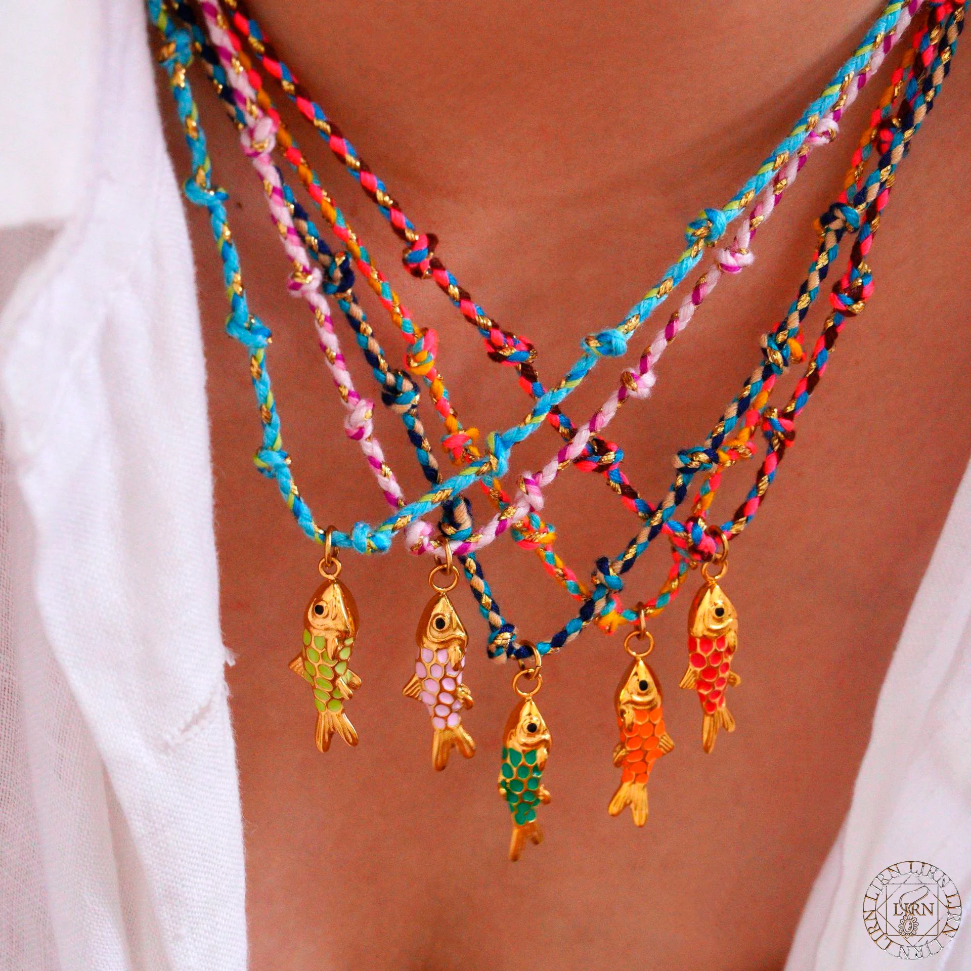 

2025 New Necklace Colorful Fish Stainless Steel Trendy Metal Jewelry Handmade Rope Choker Women Accessories Collar español