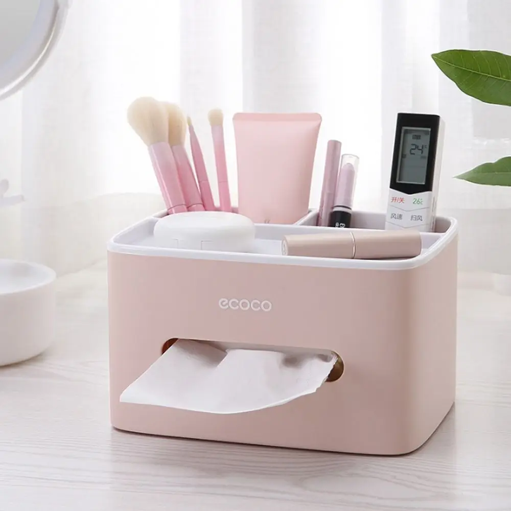 

Nordic Style Tissue Paper Holder Box Non Slip 2 Compartments Desktop Storage Box Waterproof Dustproof Double Layer Tissue Box