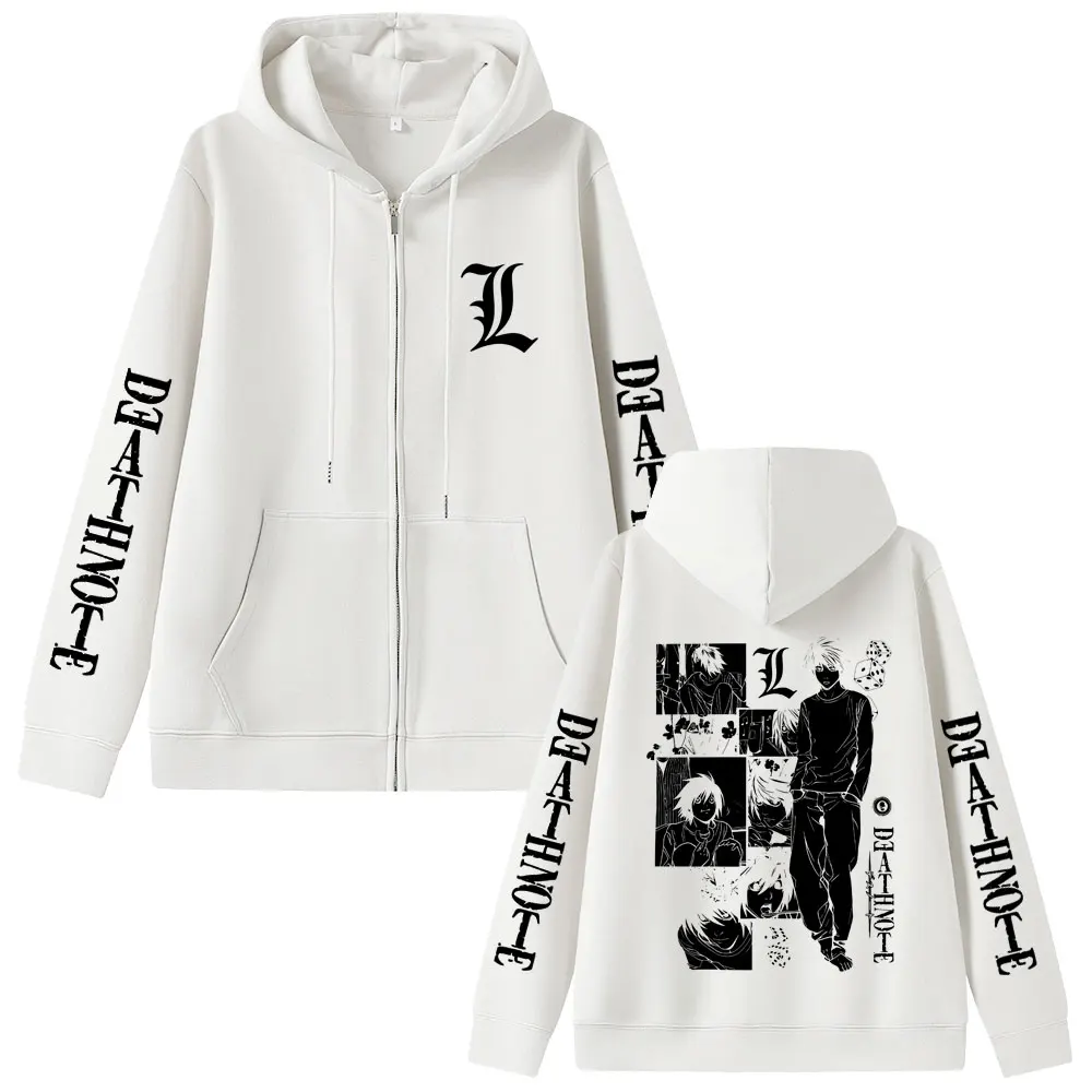 

Anime Death Note Yagami Light Graphic Zipper Hoodie Men Women Cartoon Manga Zip Up Hoodies Male Vintage Oversized Jacket Coat