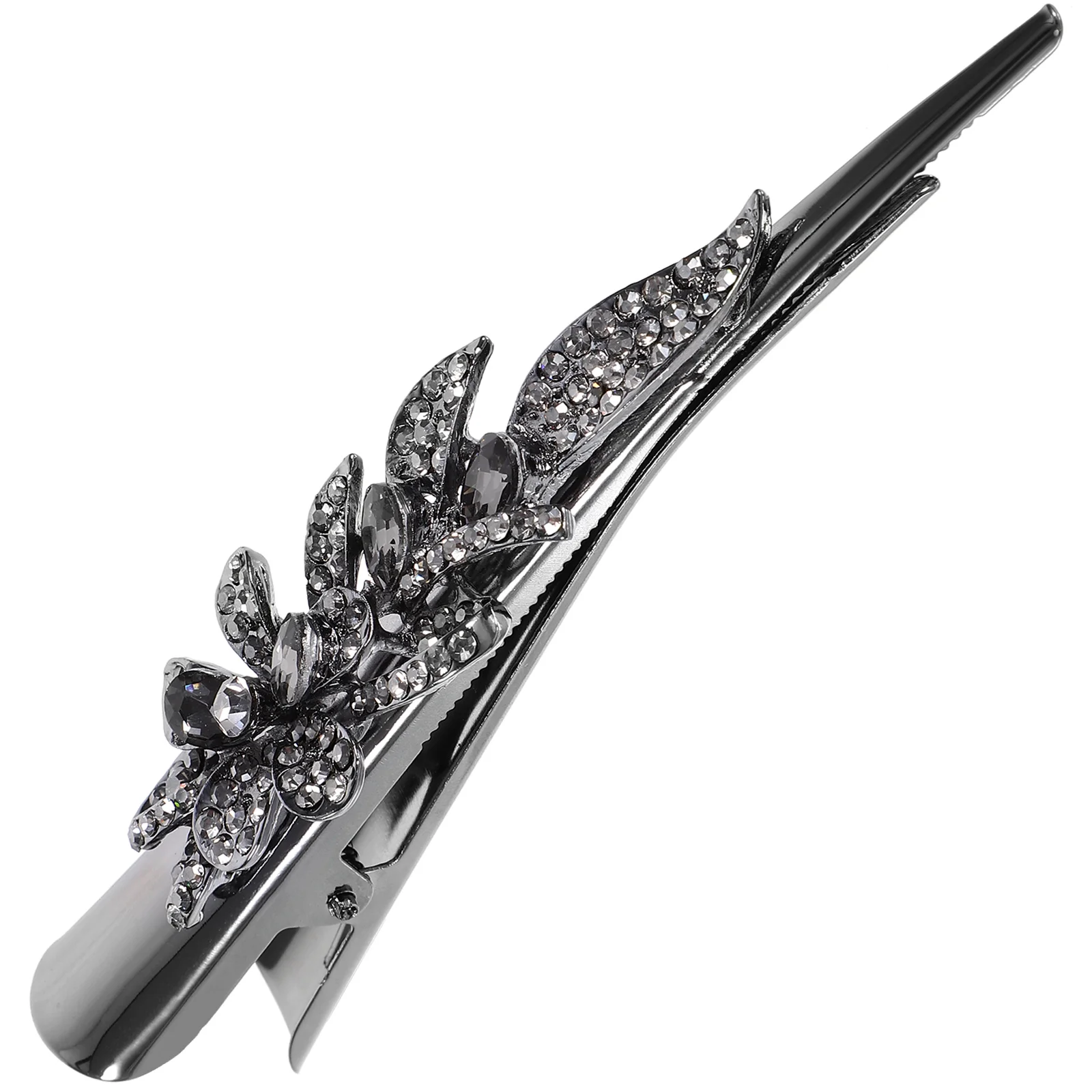 

Retro Rhinestone Hair Clips Large Metal Duckbilled Accessories for Women Girls Grey Elegant Design Everyday Use Strong Practical