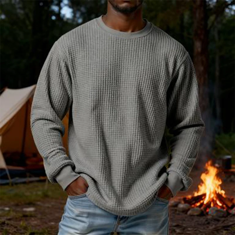 

Men'S Outdoor Shirt Casual Daily Breathable Sports Top Solid Color Long Sleeved Autumn Winter Sweatshirts Camping Hiking Shirt