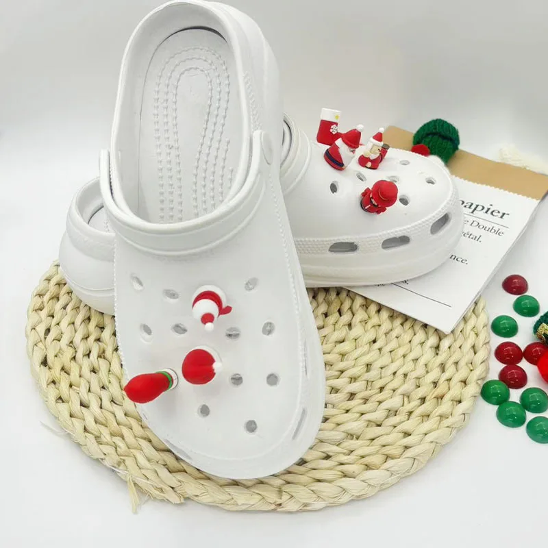 New Cartoon Christmas Series Hole Shoe Charms Decorations PVC Soft Rubber Gloves Shoes Buckle DIY 3D Hole Shoe Accessories