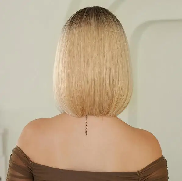 Blonde short straight women's wig