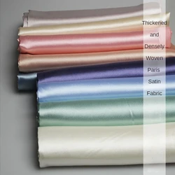 Thickened Micro-elastic Glossy Satin Fabric By The Meter for Dresses Clothing Cheongsam Sewing Soft Drape High-grade Cloth Plain