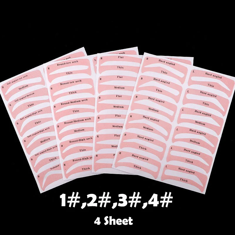 Karsyngirl 4 Sheets 24 Popular Models Shaping Eyebrows Template Sticker Auxiliary Card Trimming Eyebrow Shapes Eye Makeup