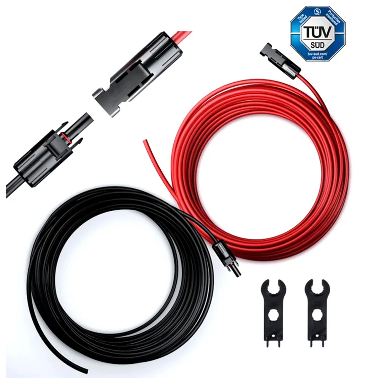 Heavy Duty Solar Extension Cable Soft Silicone Wire with Ring Terminals for Solar Photovoltaic Power Generation Equipment Power