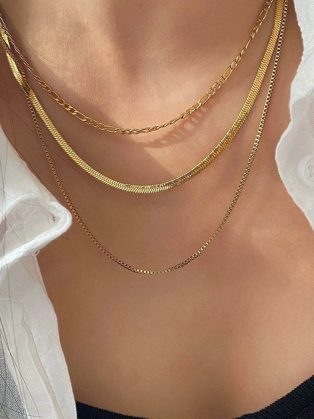 Badu Dainty Gold Chain Necklace Set 3