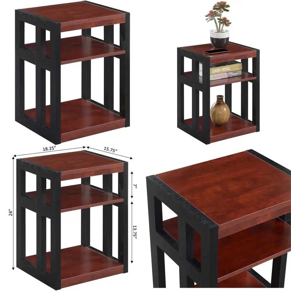 

Cherry and Black Monterey Shelf-Top End Table