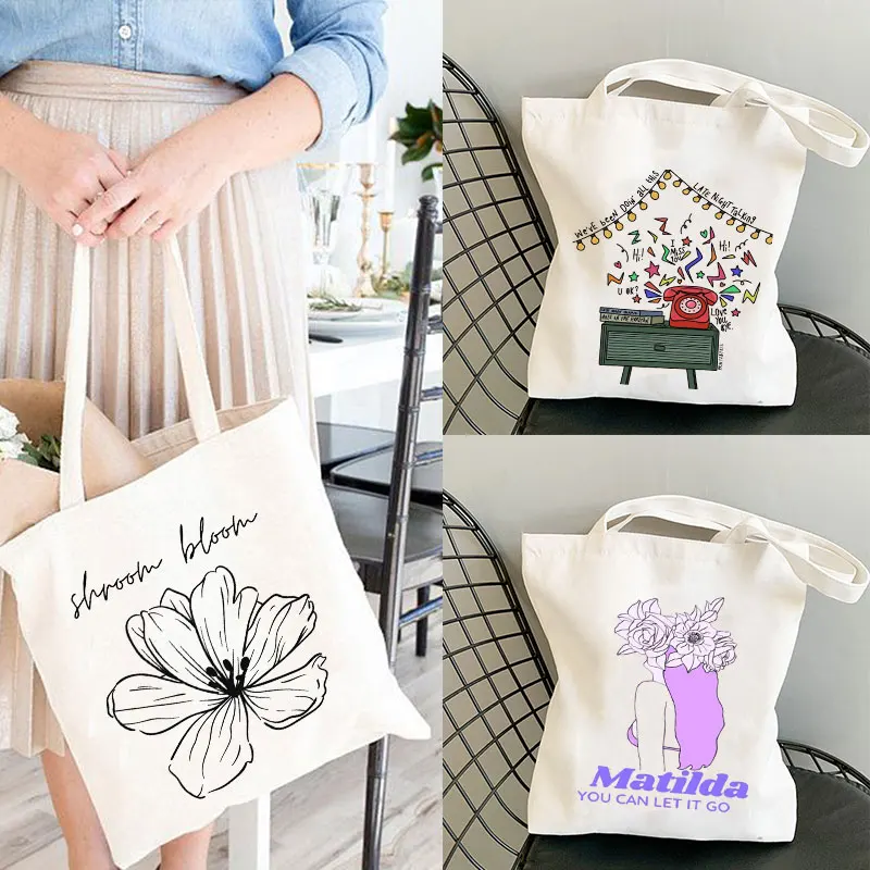 Harajuku Harry Canvas Shoulder Bag House Casual Handbag Large Capacity ote Bag Reusable Cotton Shopping Beach Bag
