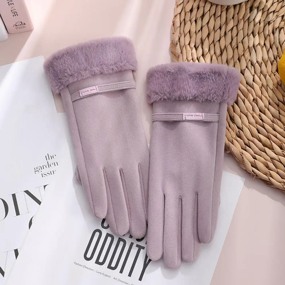 Ladies Gloves 1 Pair Good-looking Thickened Washable  Autumn Winter Adults Motorcycle Riding Gloves for Outdoor