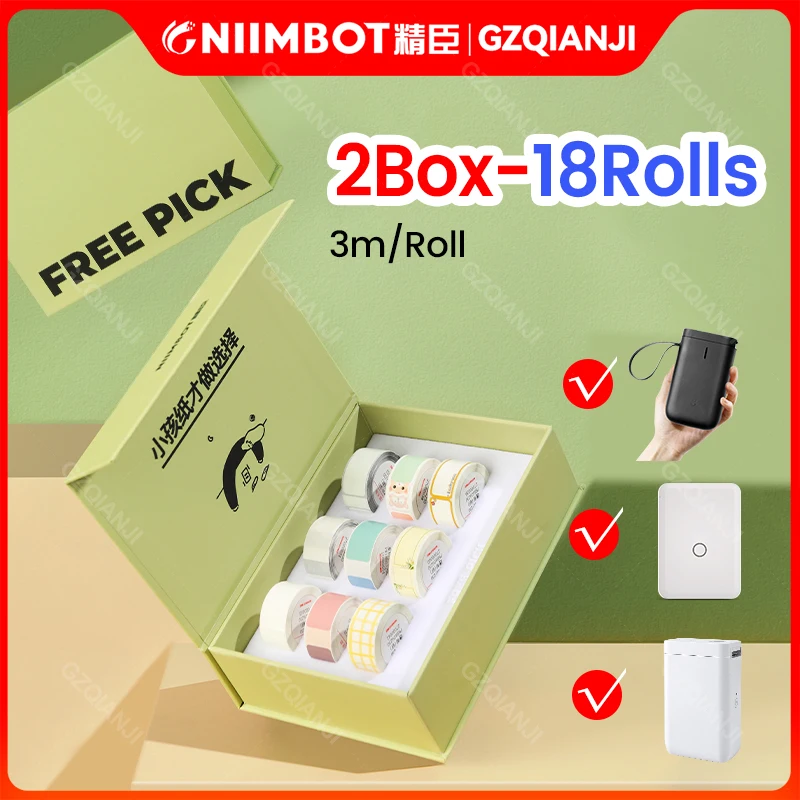 Etiquette Niimbot Couleur Label Paper Roll Box 9 Rolls Cute Mini Size Official Thermal Sticker Papers for D11 D110 D101