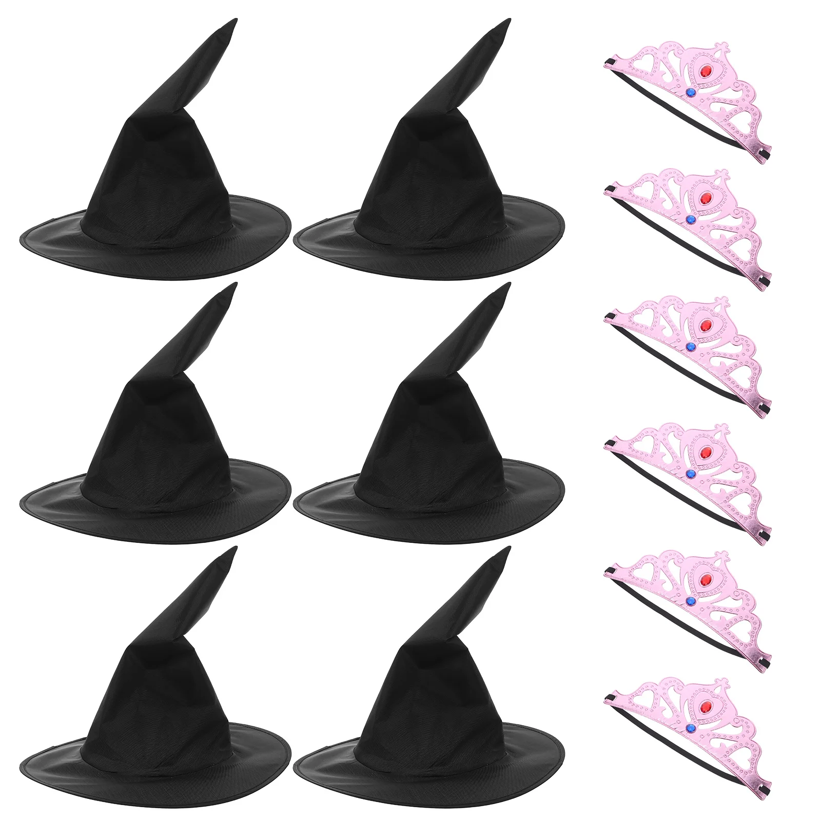 1 ensemble couronne de princesse chapeau de sorcière couronnes roses douces chapeaux de magicien noir faveurs de fête d'anniversaire fournitures de Cosplay couronne de princesse adulte