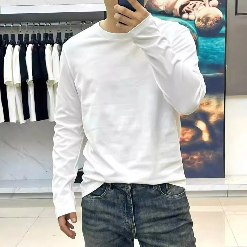 

BC Italian new old money style men's fashion casual long-sleeved T-shirt solid color crew neck bottoming shirt