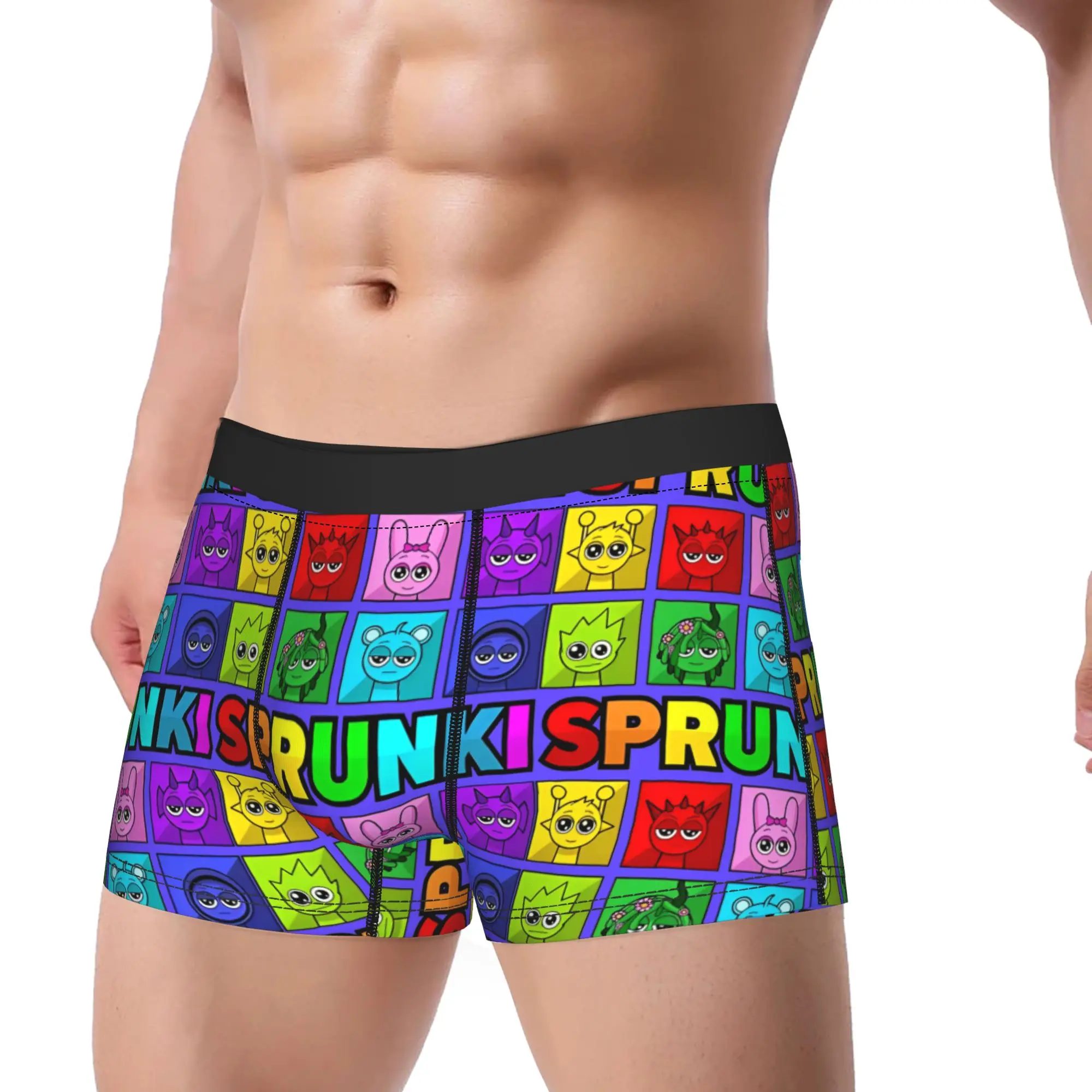 Sprunki Characters Game Man Underwear Durple Pinki Jevin Sky Vineria Boxer Briefs Shorts Panties Underpants for Male Plus Size