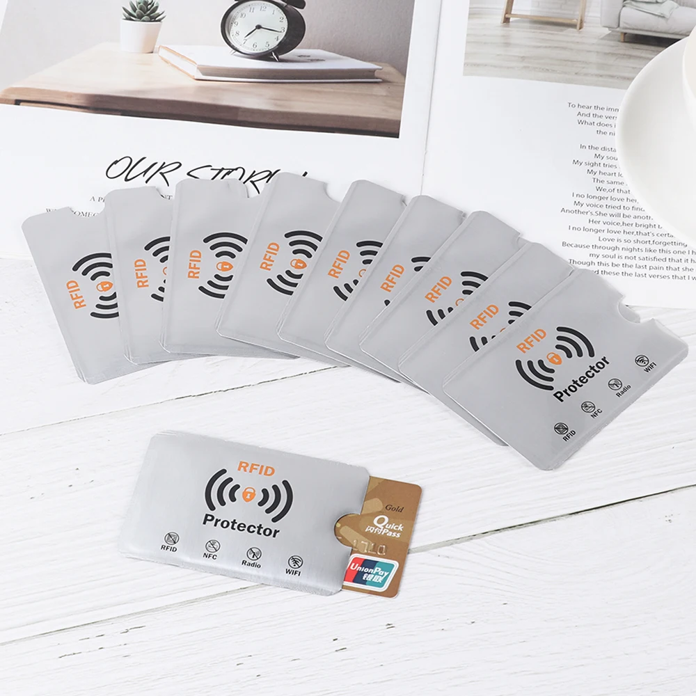 10pcs Smart Aluminium Anti Theft Card Holder Anti Rfid Wallet Cards Protector Sleeve ID Bank Card Case