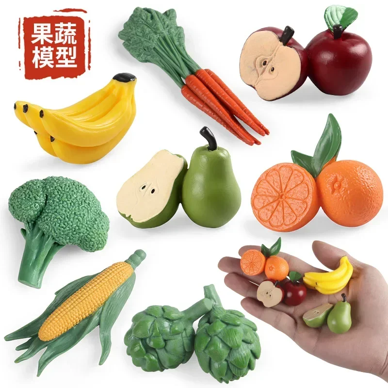 Simulation 4pcs Plant Vegetable Fruit Models Apples Bananas Corn Carrots Kindergarten Props Enlightenment Toys Photography Props