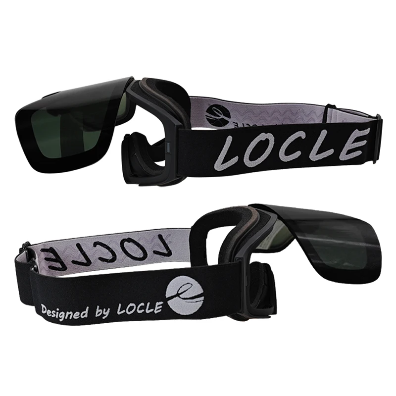 LOCLE Magnetic Flip-top Ski Goggles Men Women Adult Ski Mask OTG Skiing Eyewear UV400 Over The Glasses Double Layers Anti-Fog