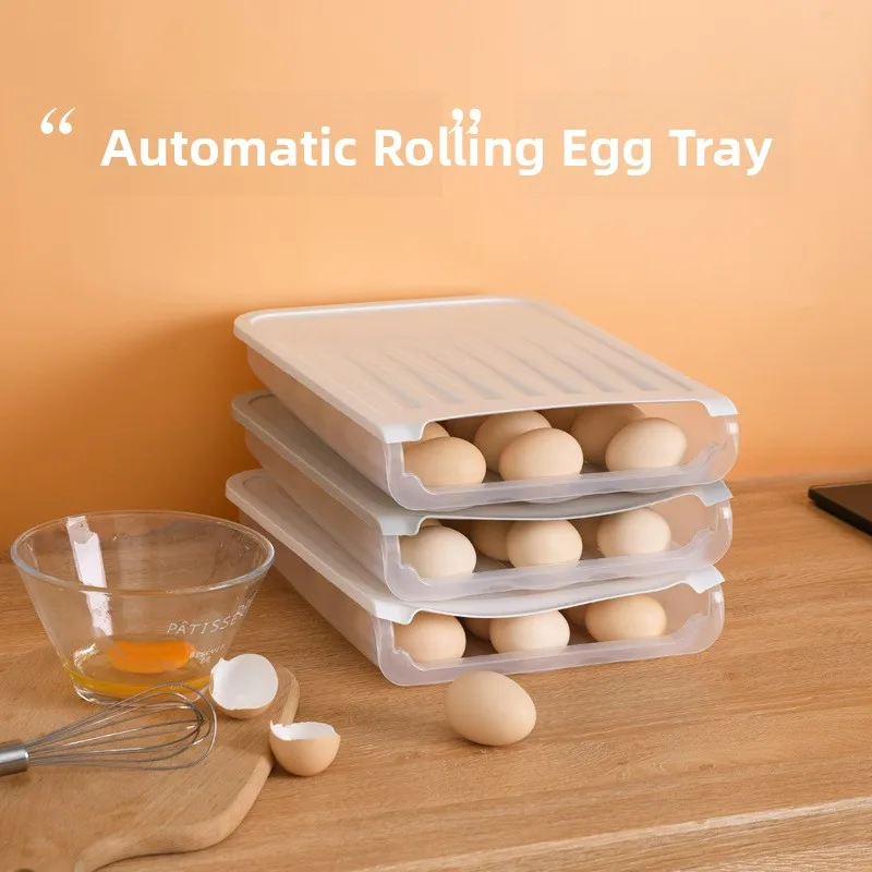 Egg Rolling Storage Box Refrigerator Freshness Box Shockproof Breathable Grids Storage Anti-shock Freshness Preservation