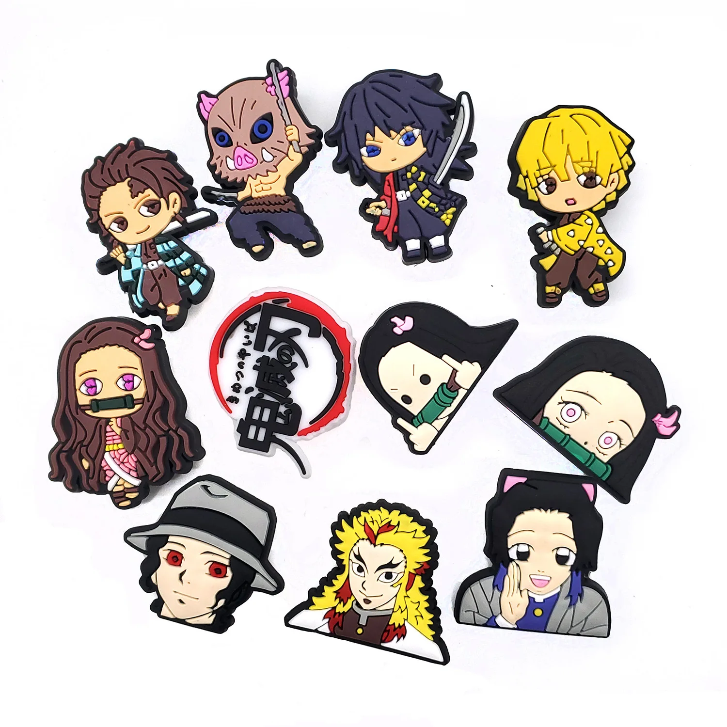 popular 11pcs set Japanese anime series PVC Shoe Charms Samurai Figures Detachable Clog Shoe Decor Gift For Japanese Manga Fans