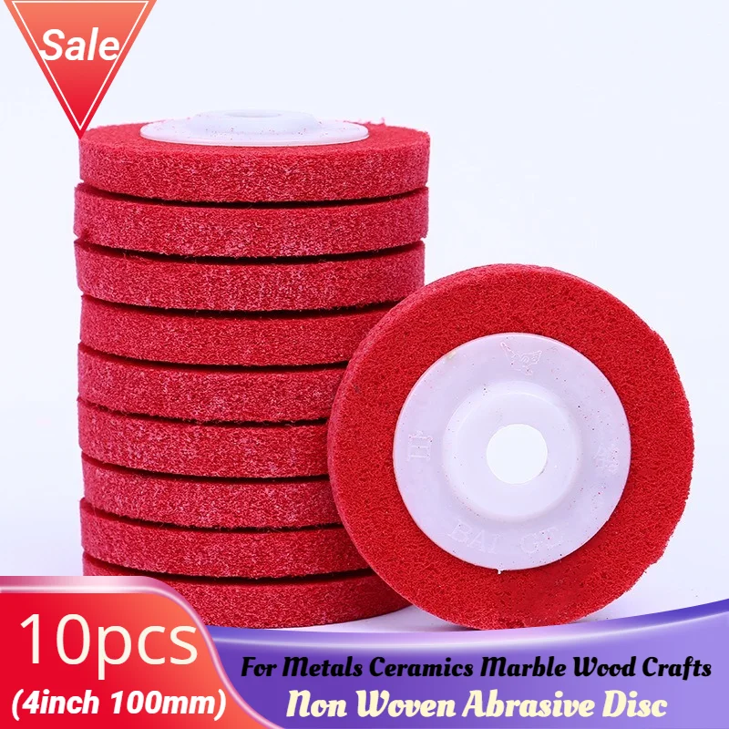 10Pcs 9P Hardness 4inch 100mm Nylon Round Fiber Polishing Wheel Sanding Disc For Angle Grinder Grinding Tool