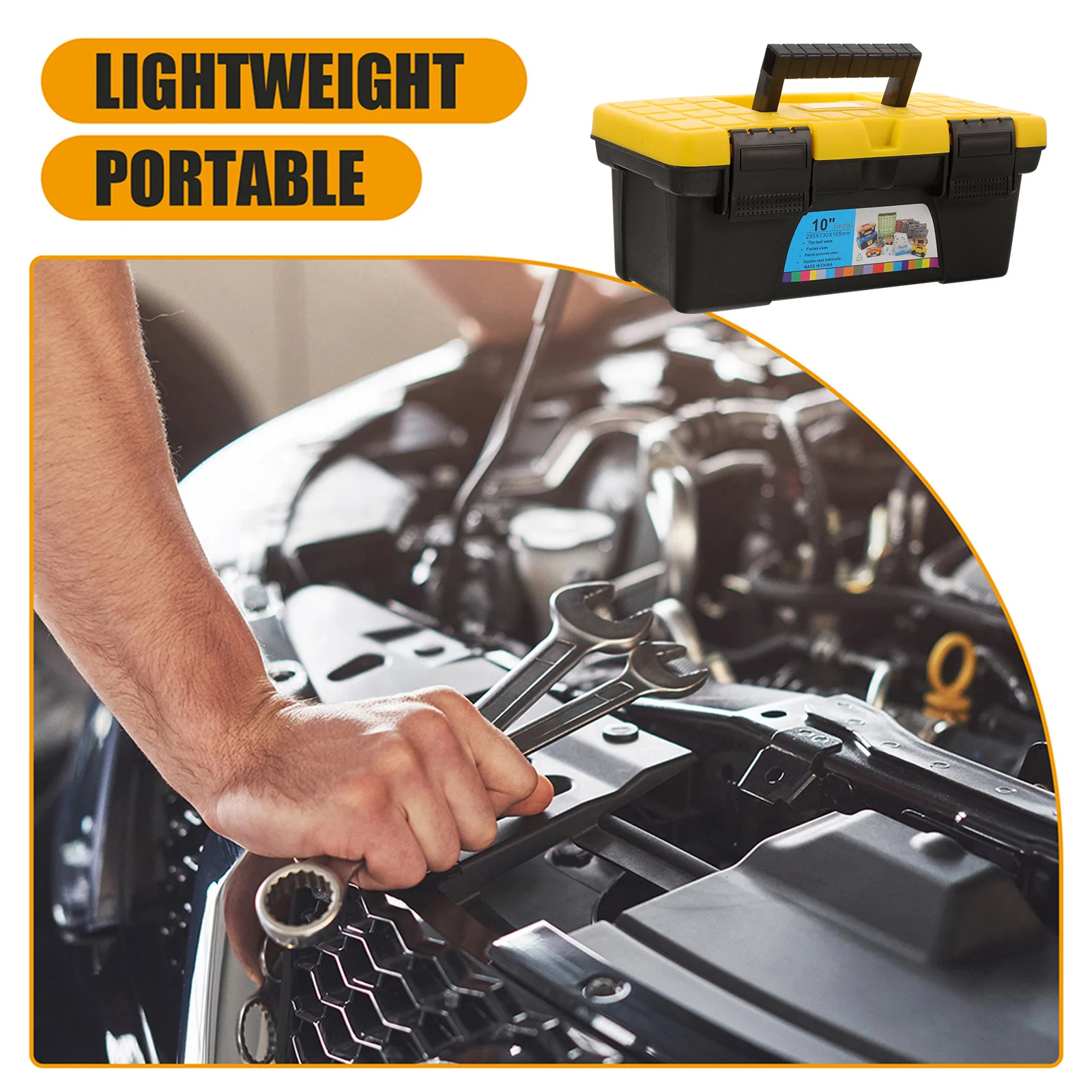 صندوق أدوات منظم حقيبة حمل صلبة 10 بوصة صندوق تخزين بلاستيكي حاوية أدوات محمولة للميكانيكا #1