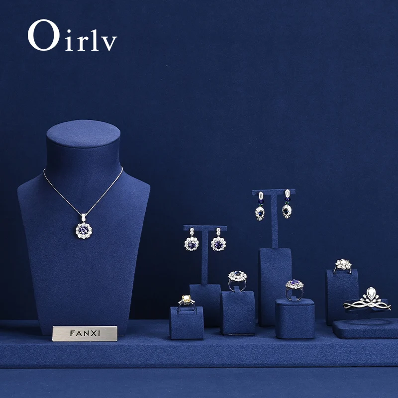 

Oirlv Blue Jewelry Display Stand Jewelry Organizer Earring Ring Display Holder Pendant Bracelet Necklace Mannequin Bust Props