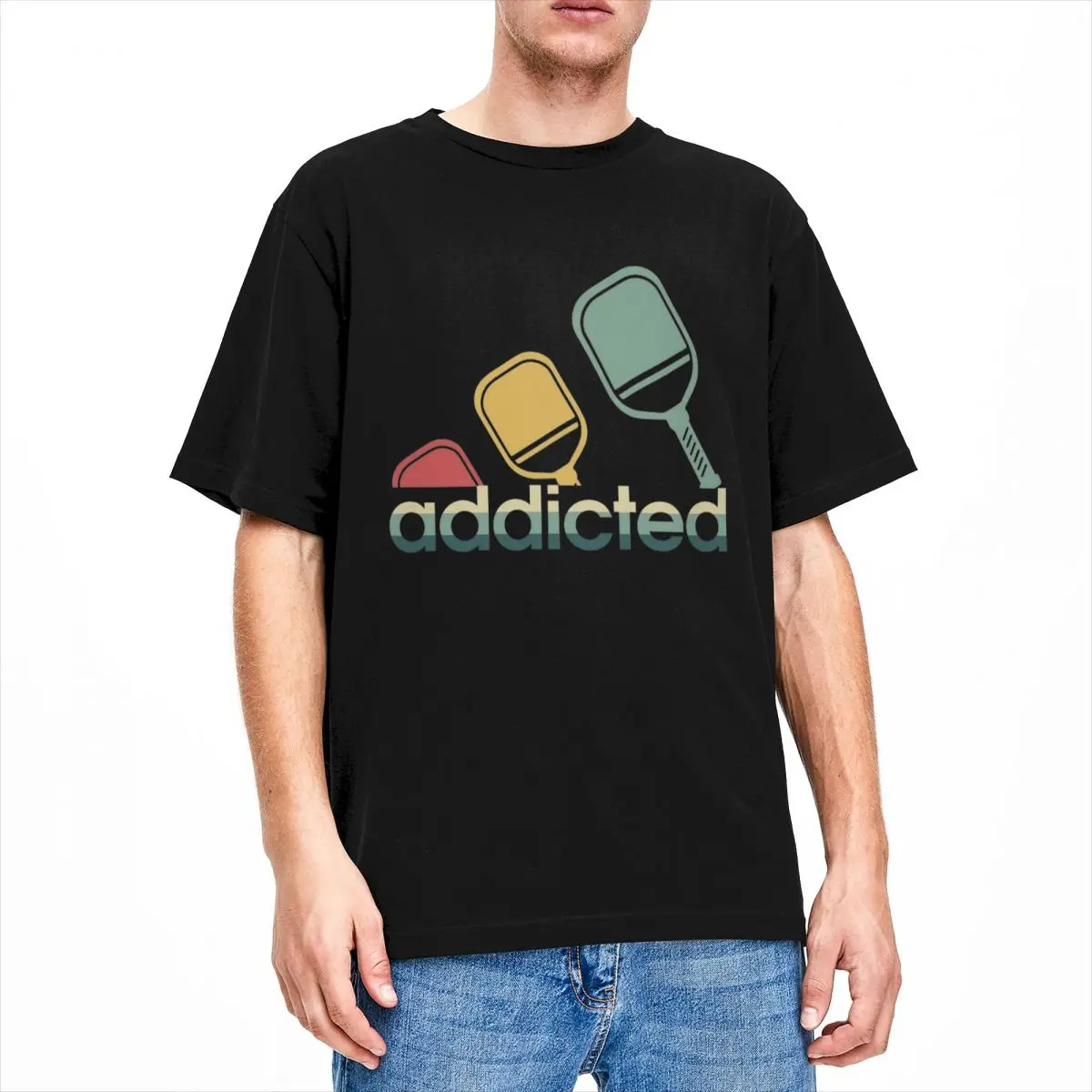 Addicted To Pickleball T Shirts Pickleball Player Paddle Sport Lover Fan Merch Funny Tee Shirt T-Shirts Pure Cotton Clothes