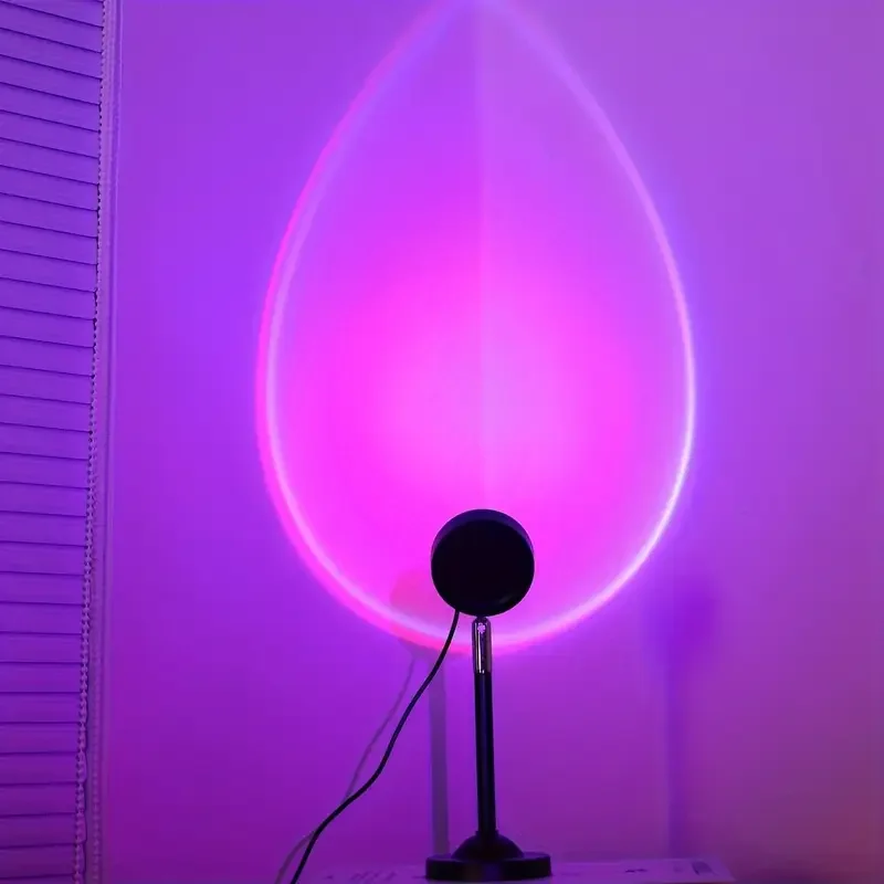 1PC Remote Control RGB Sunset Projector Lamp 16 Color Changing Atmosphere Light for Bedroom