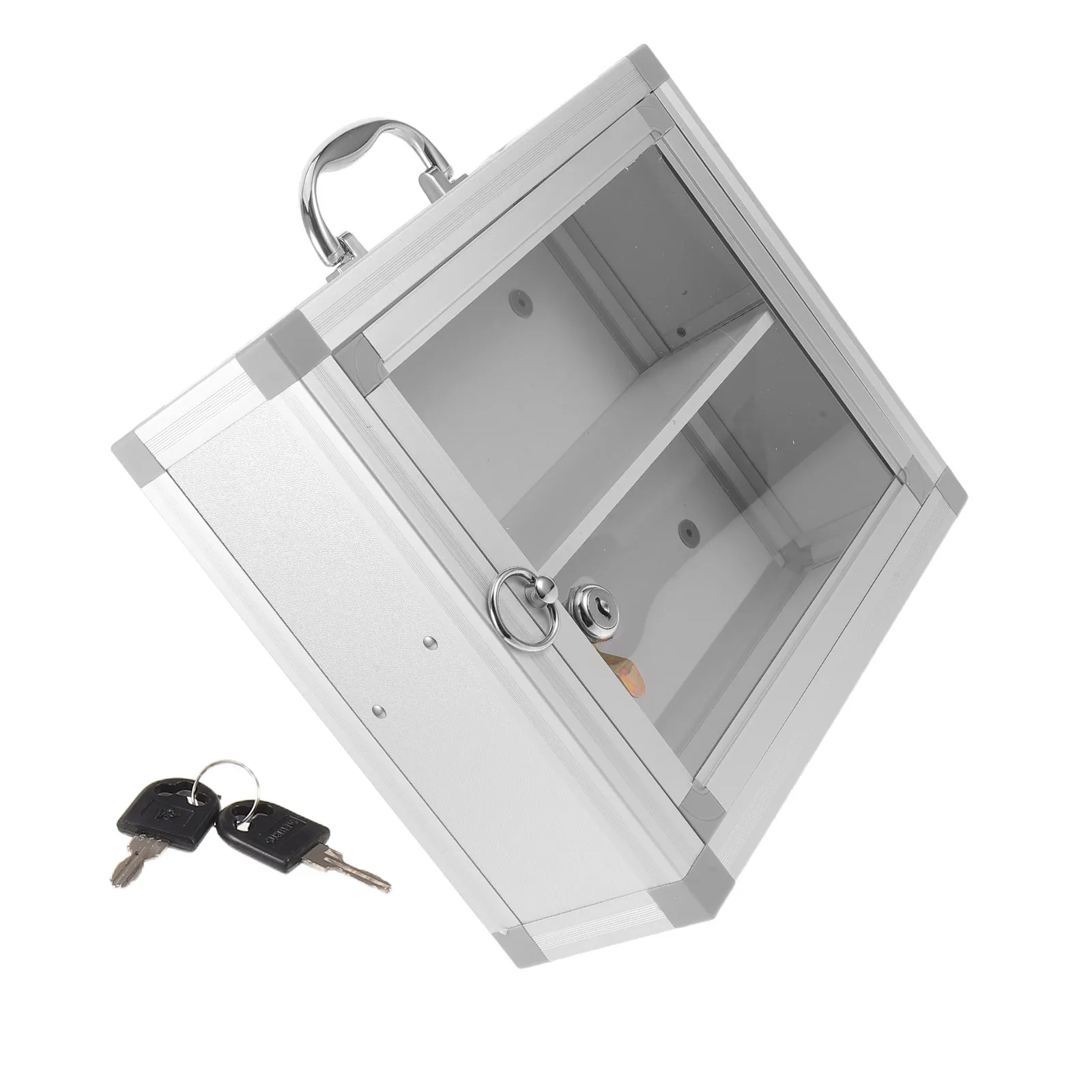 Wall-Mounted Medicine Box Metal Storage Cabinet Emergency Organizer Transparent Case 11.8x10.4x4.3 for Home Office Public