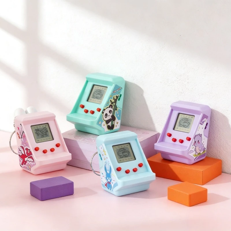 

Retro Arcade Mini Electronic Pet Keychain - Cute Cartoon Tamagotchi Toy, Portable Virtual Pet Interactive Gift for Kids & Adults