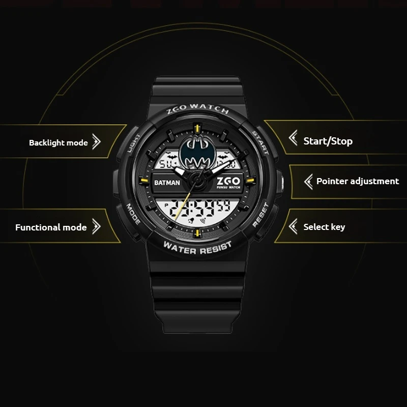 2024 New Dc Batman Co-Branded Watch Rubber Cool Glow-In-The-Dark Male Teen Student Trend Sports Electronic Watch Boy gift