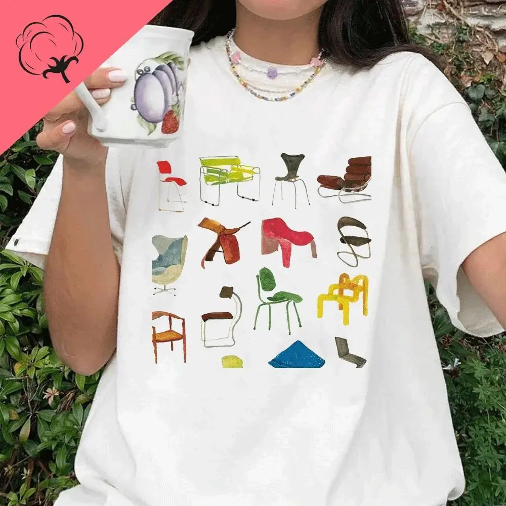 

Design Chairs Printed Women Vintage T Shirt Egirl Grunge Aesthetic Music Lyrics T-Shirts Trendy Fashion Y2k Streetwear Tees Tops