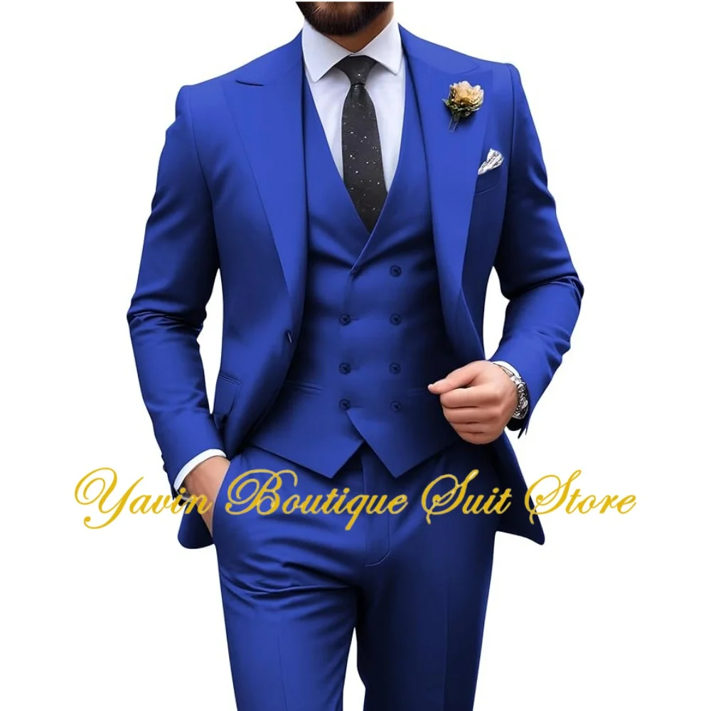 Men's Suit Slim Fit 3 Piece Double Breasted Suit Men Formal Tuxedo Set Casual Wedding Prom Groom Suits