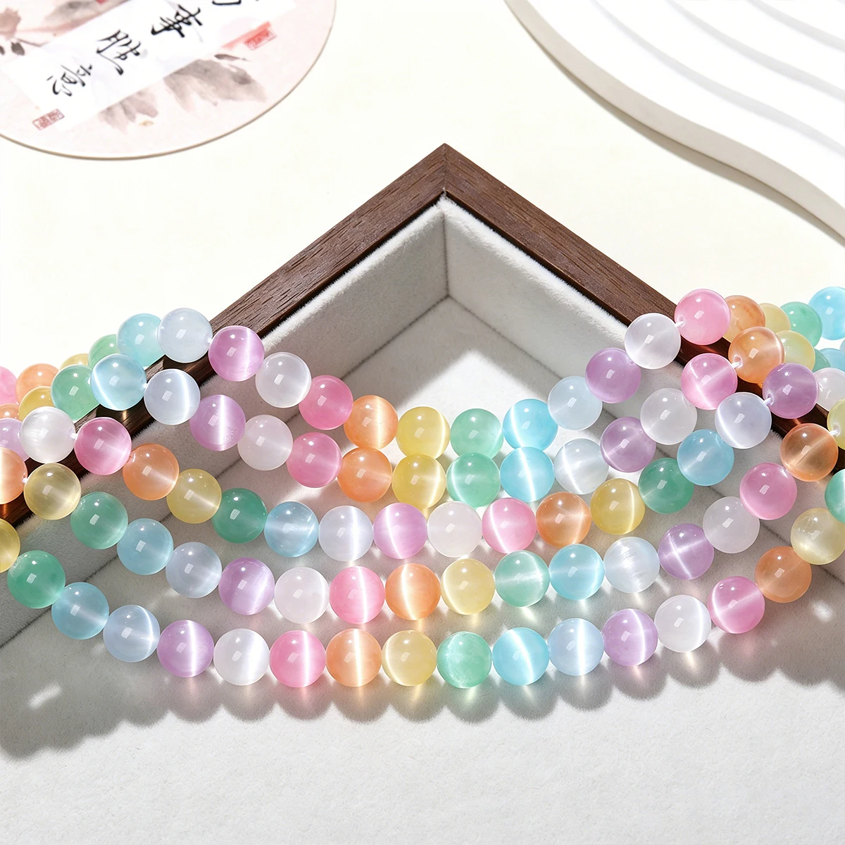 Naturstein Mehrfarbige Gipsperlen Runde Fassförmige Lose Abstandshalter Macaron-Perlen für Schmuckherstellung Armband Halskette DIY-Zubehör – Detail 4