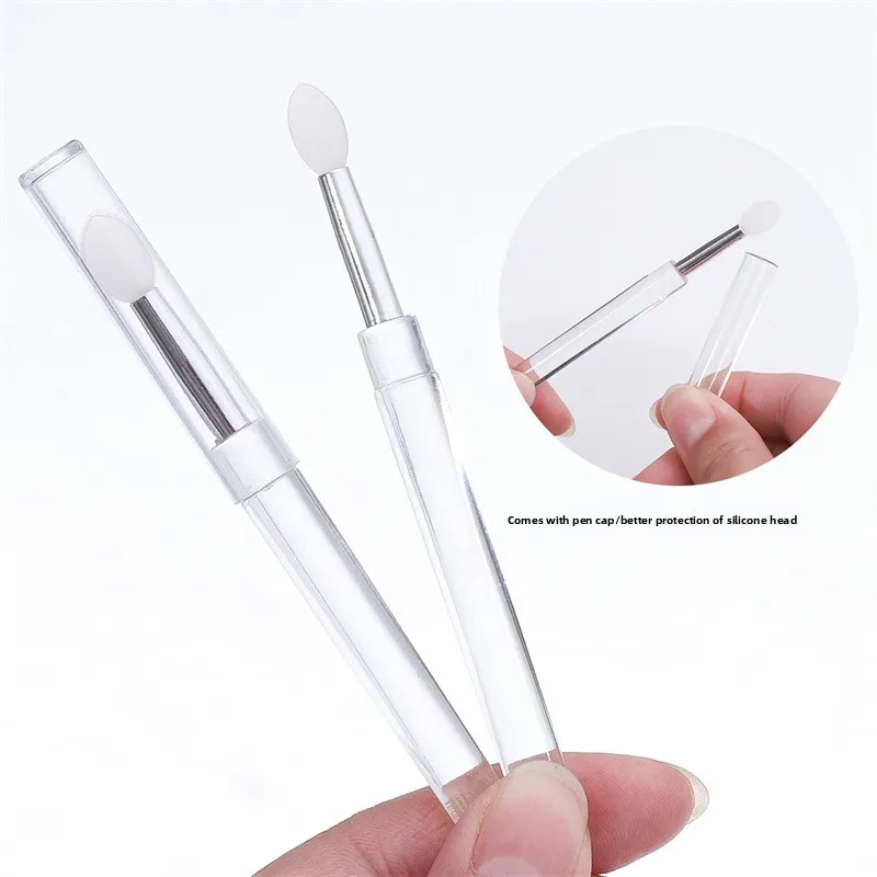 5 ピース/バッグネイルアートシリコーンスティックマジックミラーパウダーアプリケータースティックこするパウダーグリッターアイシャドウポータブルシリコーンリップブラシ