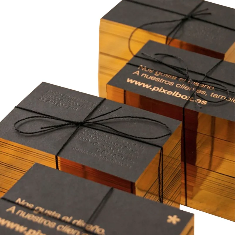 

Custom 100pcs luxury black gold foil recycled business card printing with golden border / edge