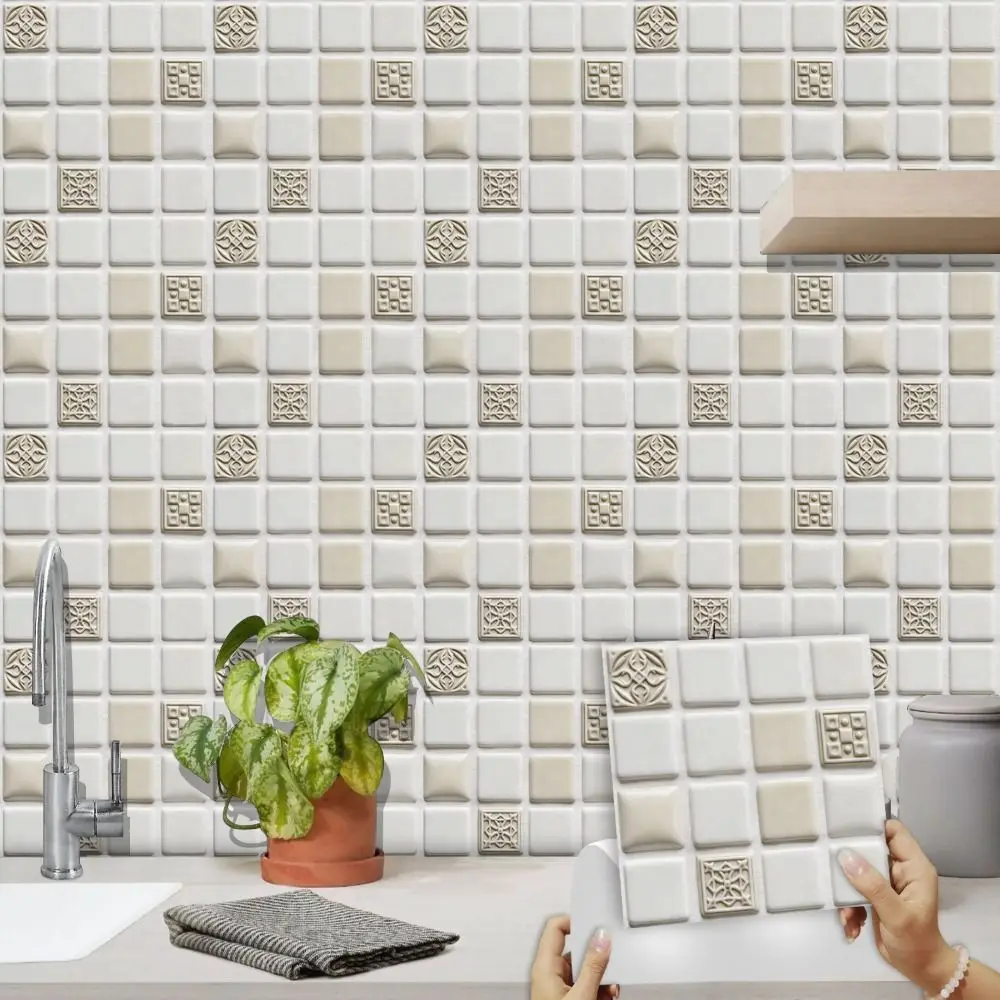 10Pcs Mandala Pattern Backsplash Tile Stickers Waterproof Multicolor Design Tile Decals PVC Classic Style Peel and Stick Tile