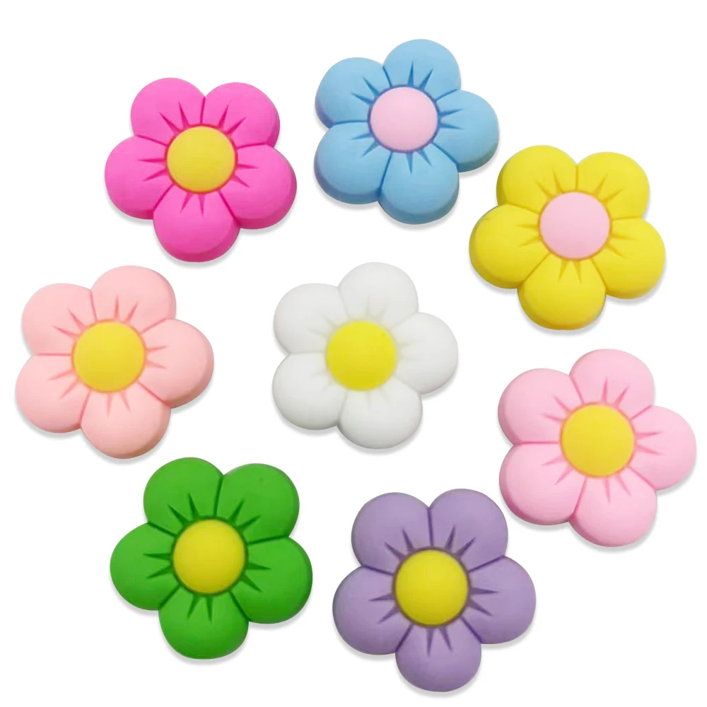 New 1-8Pcs Petal Colorful Flower Shoe Charms Designer PVC Shoes Decaration Clogs Sandals Accessories Women Girls Gifts
