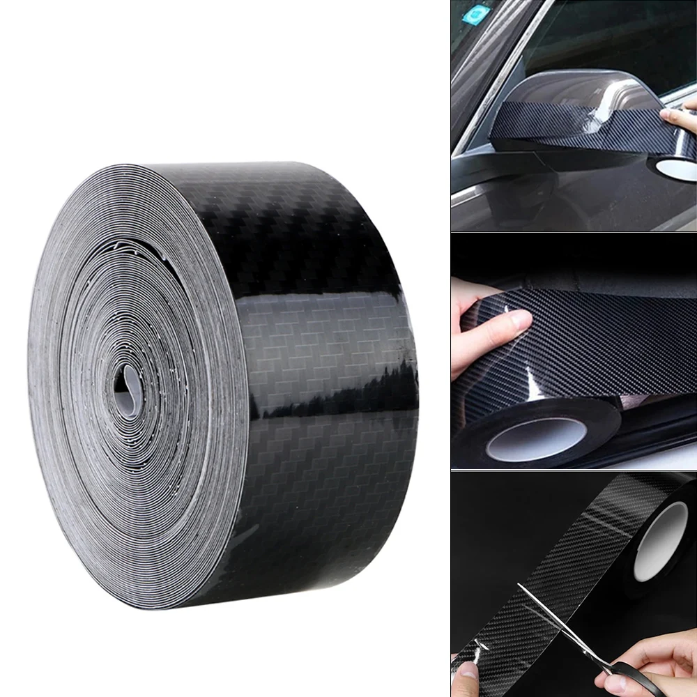 

Nano Carbon Fiber Auto Door Sill Side Mirror DIY Paste Protector Strip Car Sticker Waterproof Wrap Film Anti Scratch Tape