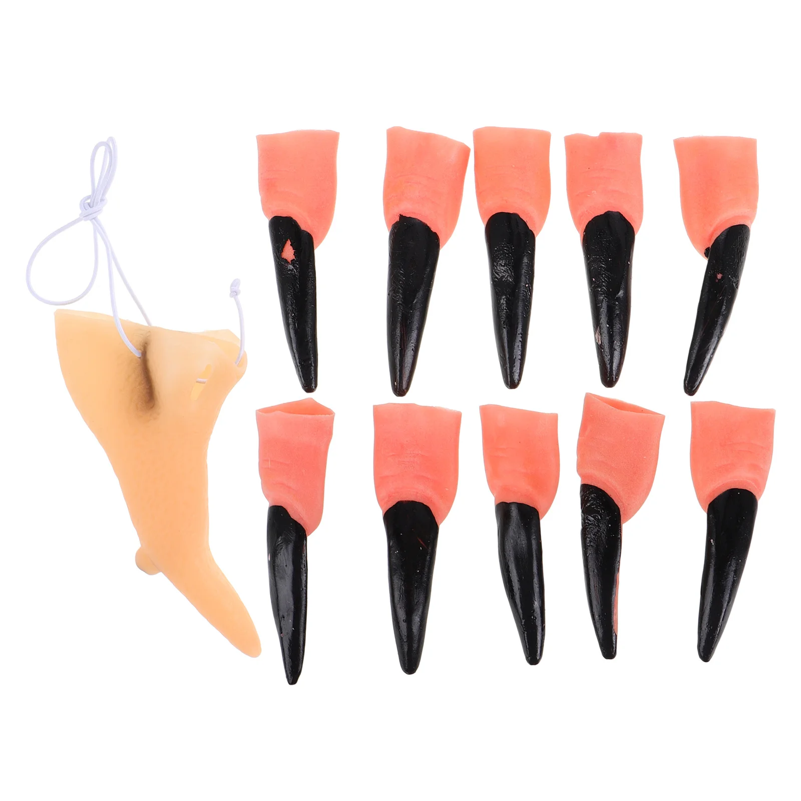 

11Pcs Halloween Witch Fingernails Fake Nails Green Lightweight Durable Party Props Zombie Fingers Masquerade Costume Accessories