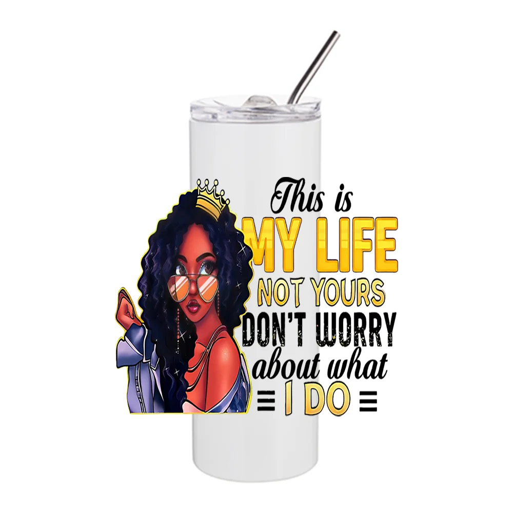 Wholesale Afrio Black Beautiful Girl stickers Transfer No Heat Needed Waterproof UV DTF Cup Wrap Transfers for 20oz Tumbler Cup