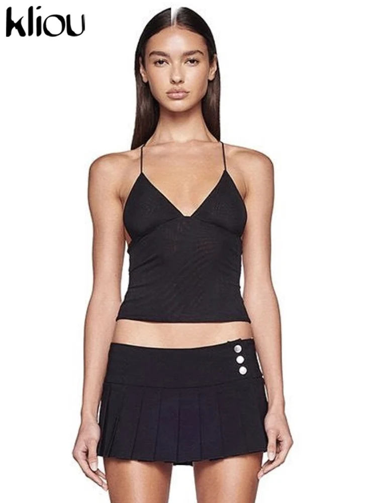 kliou Mesh Chic Tanks Women Butterfly Shape See Through Spaghetti Strap Coqutte Party Club Tops Female Attractive Sexy Hot Wear