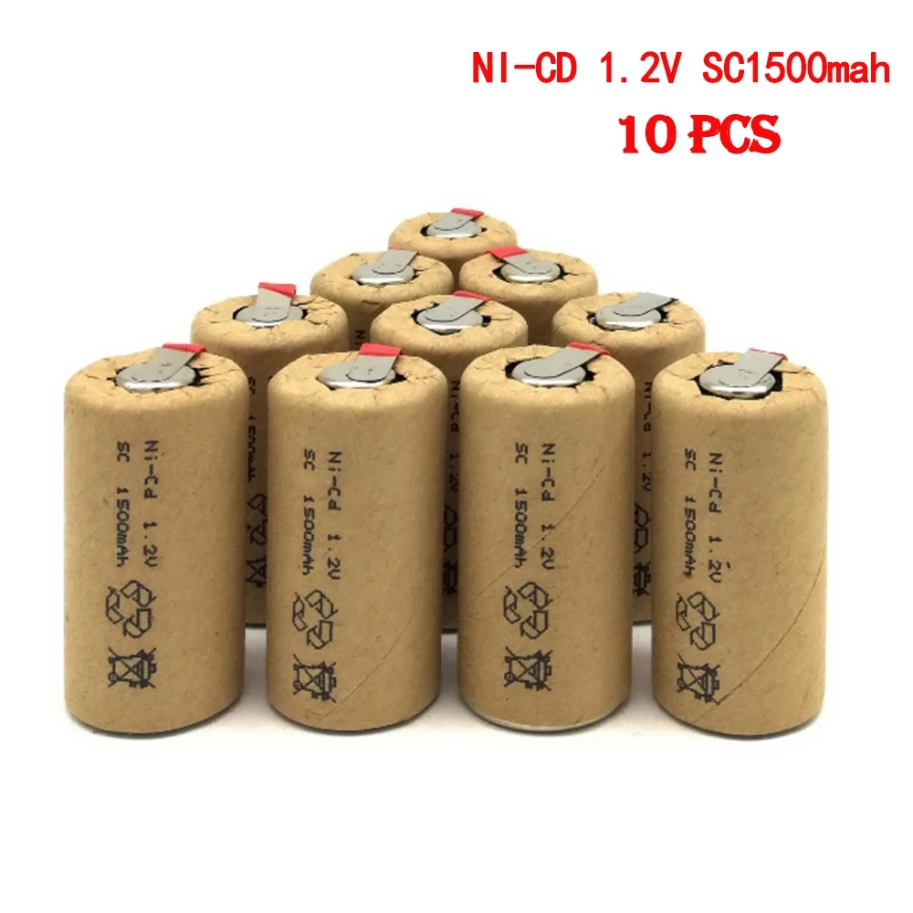 10pcs Ni-Cd Sc1500mah Sub C High Power 10c 1.2v Rechargeable Battery For Power Tools Electric Drill Screwdriver Vacuum Cleaner