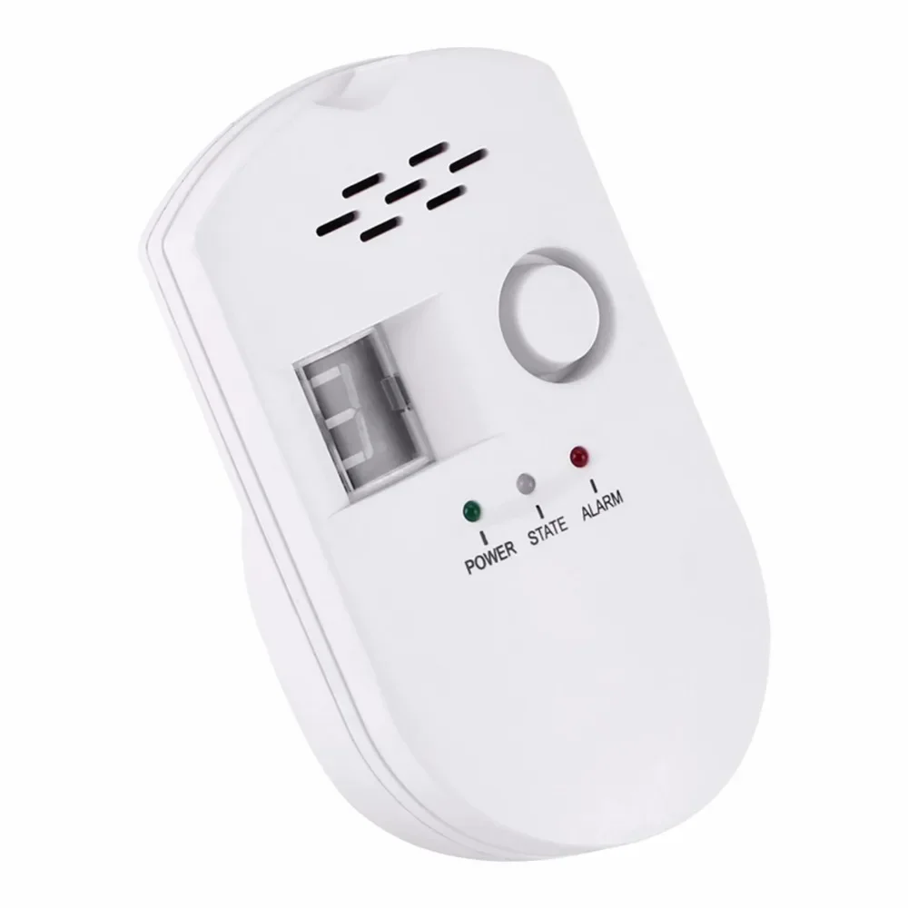 BRJ-502D Digital Natural Gas Detector High Sensitive Home Gas Alarm Combustible Gas Leak Monitor for Home Kitchen（US Plug）