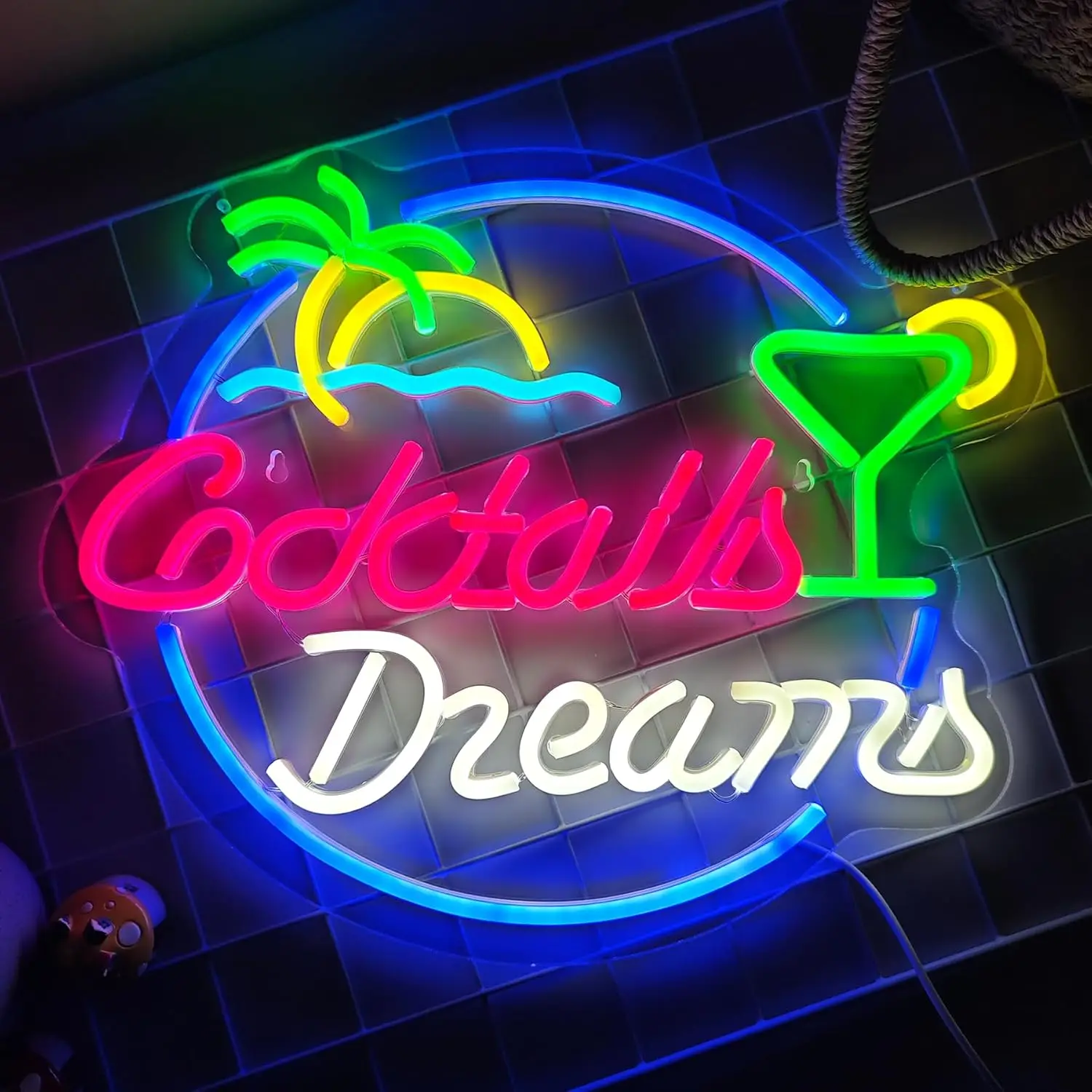 Cocktails Dreams USB Powered Led Neon Sign Dimmable Neon Light Wall Decor For Room Decor Bar Home Room Bedroom