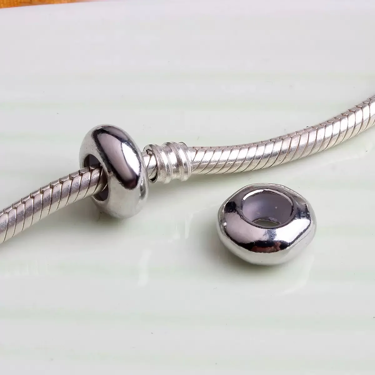 10pcs/lot Stopper Clip Beads Charms With Rubber Inside Fit European Bracelets Necklaces For Jewelry Making
