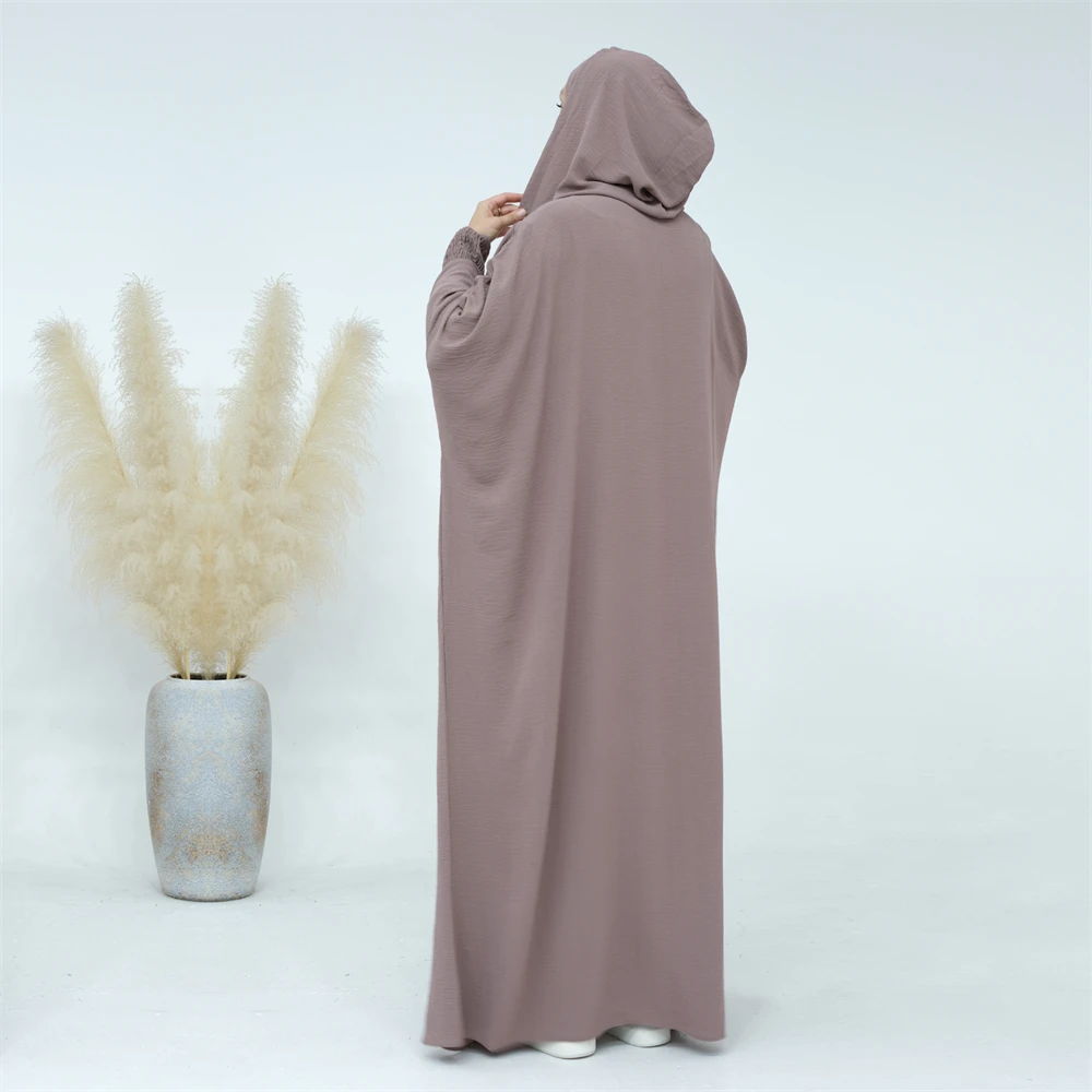 Imagem -04 - Abaya Muçulmana para Mulheres Khimar Longo Vestido Maxi Eid com Capuz Kaftan Turco Túnica Árabe Hijab Islâmico Roupas de Dubai Ramadã